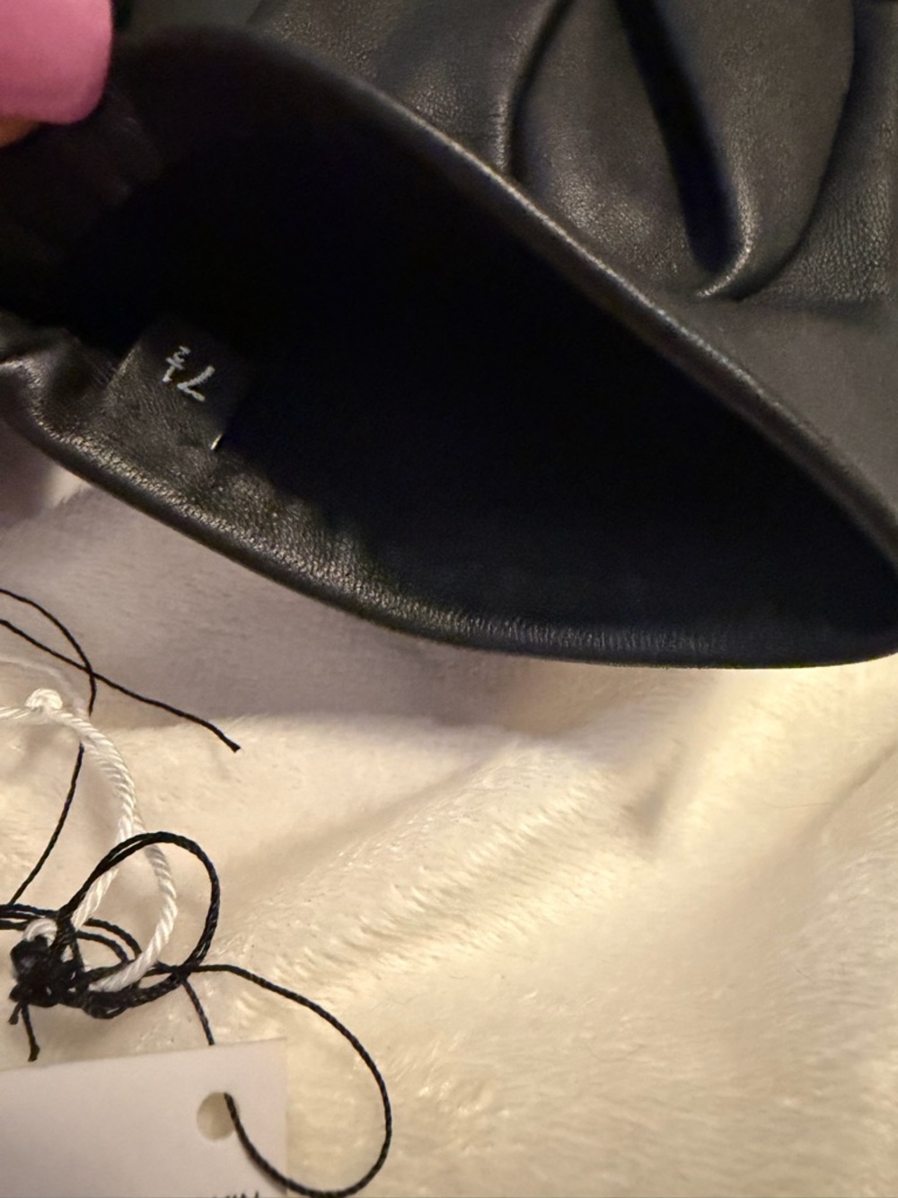 CHANEL Black Leather Gloves with Pink CC Fingertip Accents - Picture 7 of 10